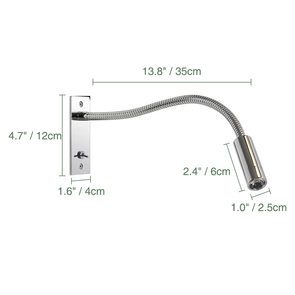 Flexible Metal Adjustable Gooseneck Wall Light for Bedroom