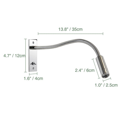 Flexible Metal Adjustable Gooseneck Wall Light for Bedroom