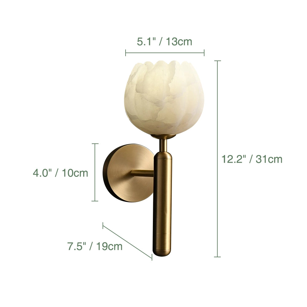 Bud Shape Marble and Brass Wall Sconce