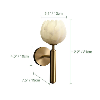 Bud Shape Marble and Brass Wall Sconce