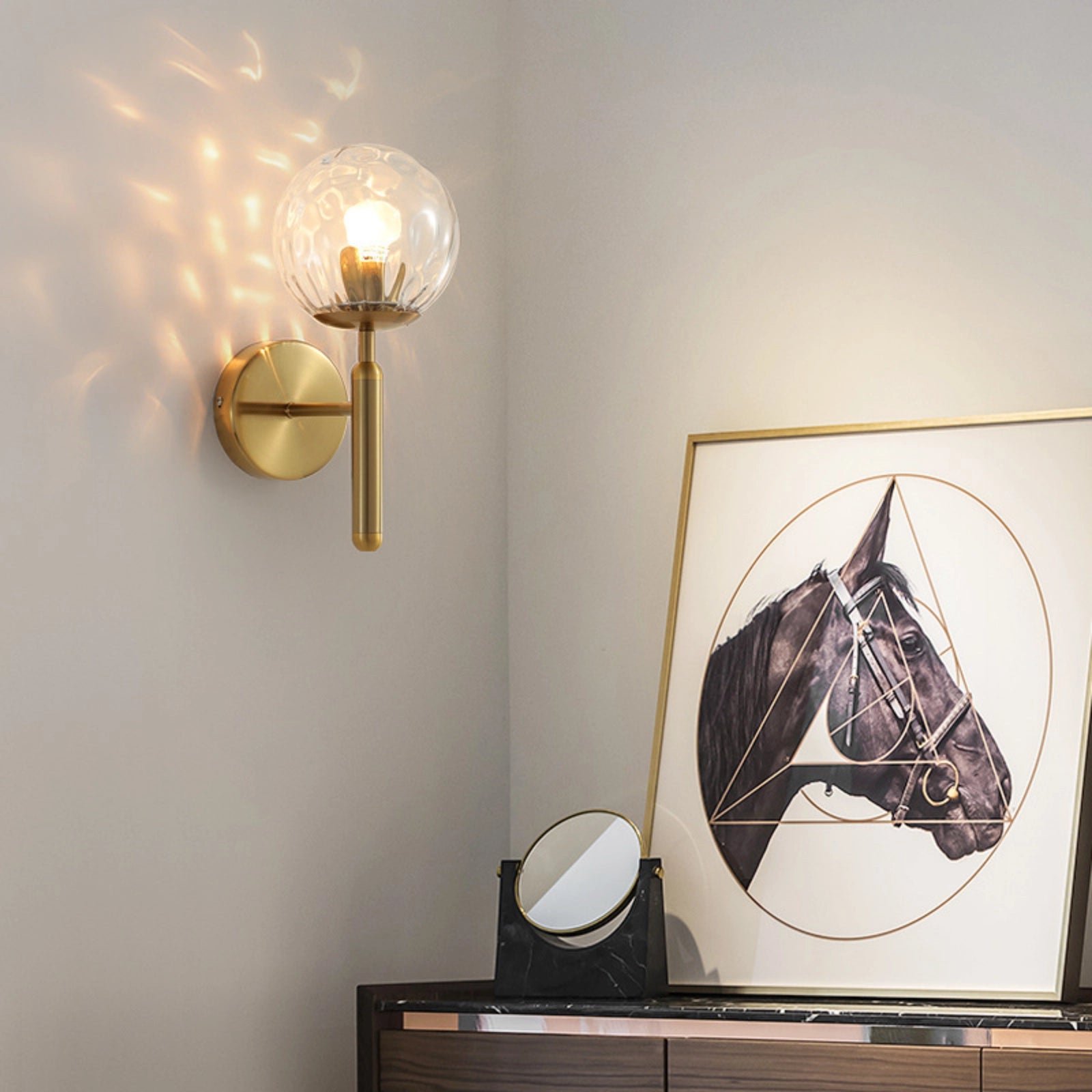 Gold Modern Globe Wall Sconce Brass Wall Light