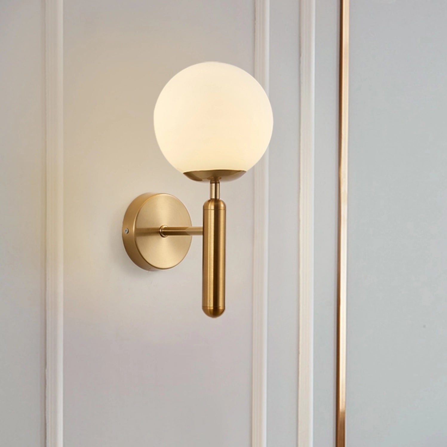 Gold Modern Globe Wall Sconce Brass Wall Light