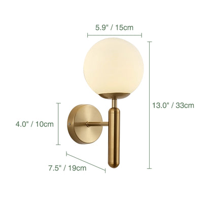 Gold Modern Globe Wall Sconce Brass Wall Light