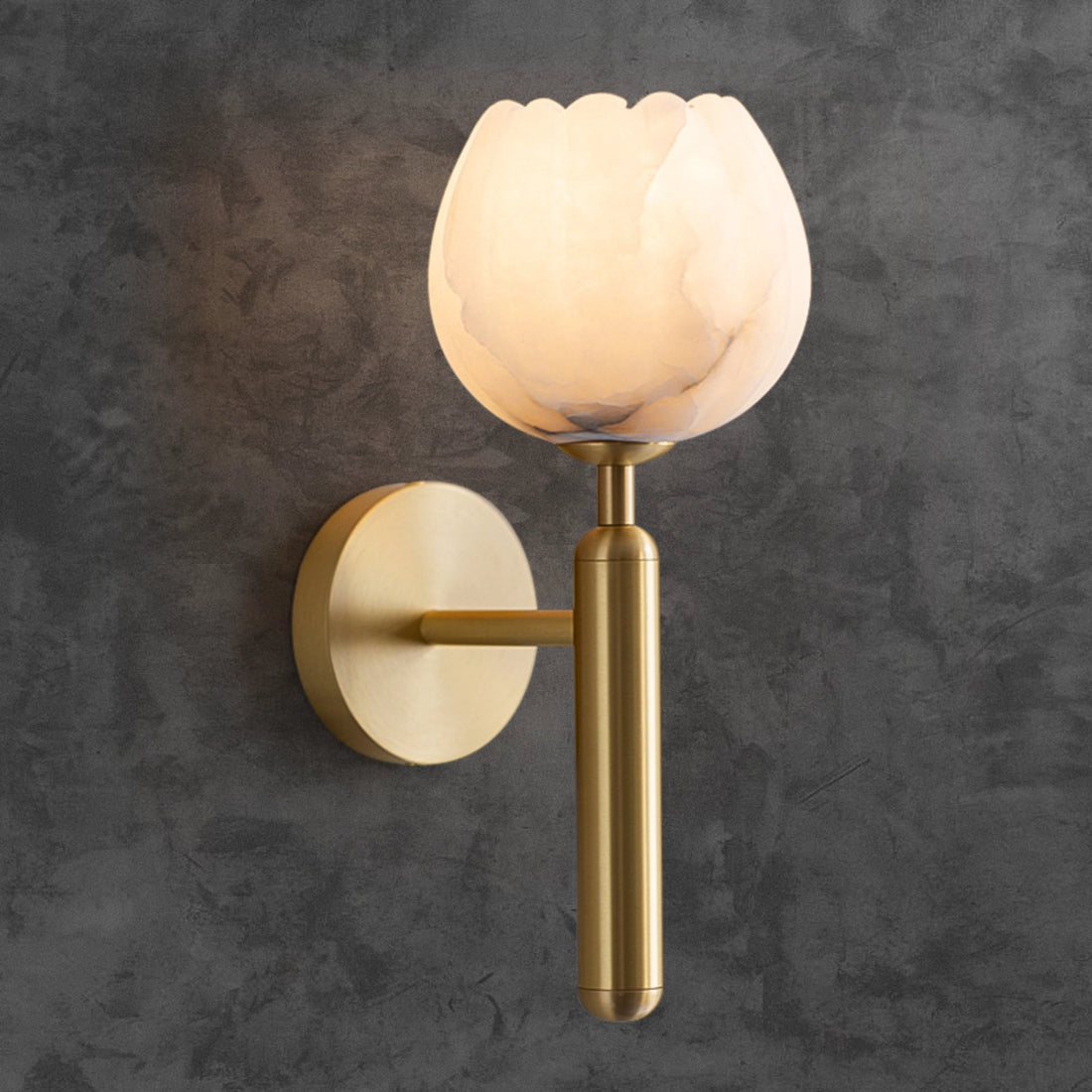 Bud Shape Marble and Brass Wall Sconce