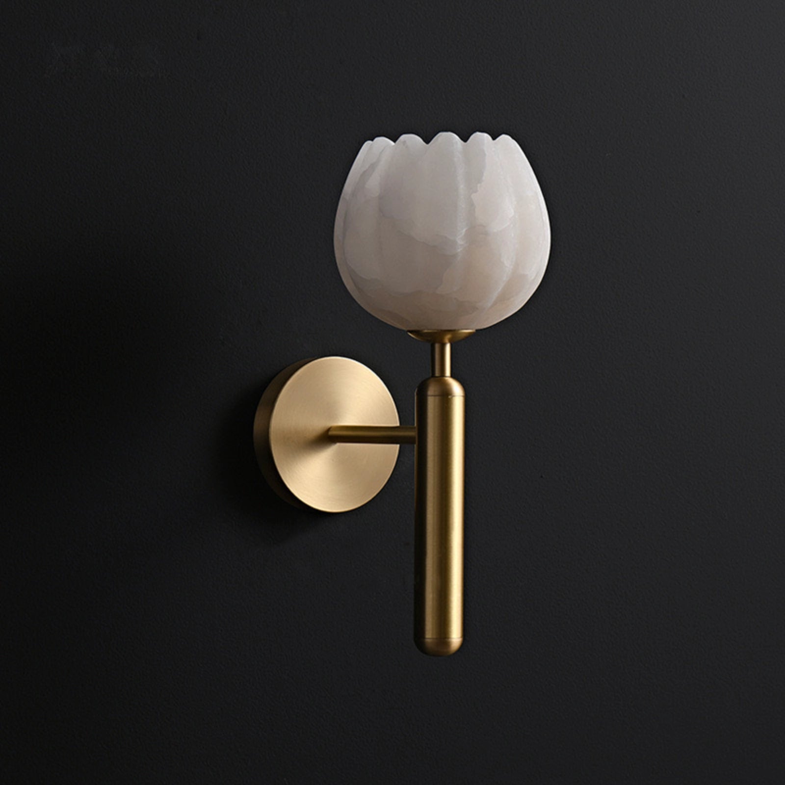 Bud Shape Marble and Brass Wall Sconce