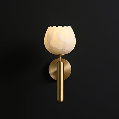 Bud Shape Marble and Brass Wall Sconce