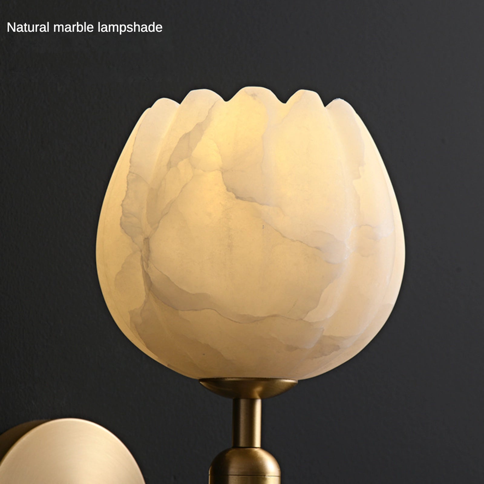 Bud Shape Marble and Brass Wall Sconce