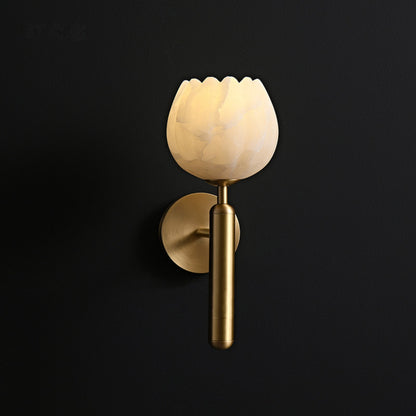 Bud Shape Marble and Brass Wall Sconce