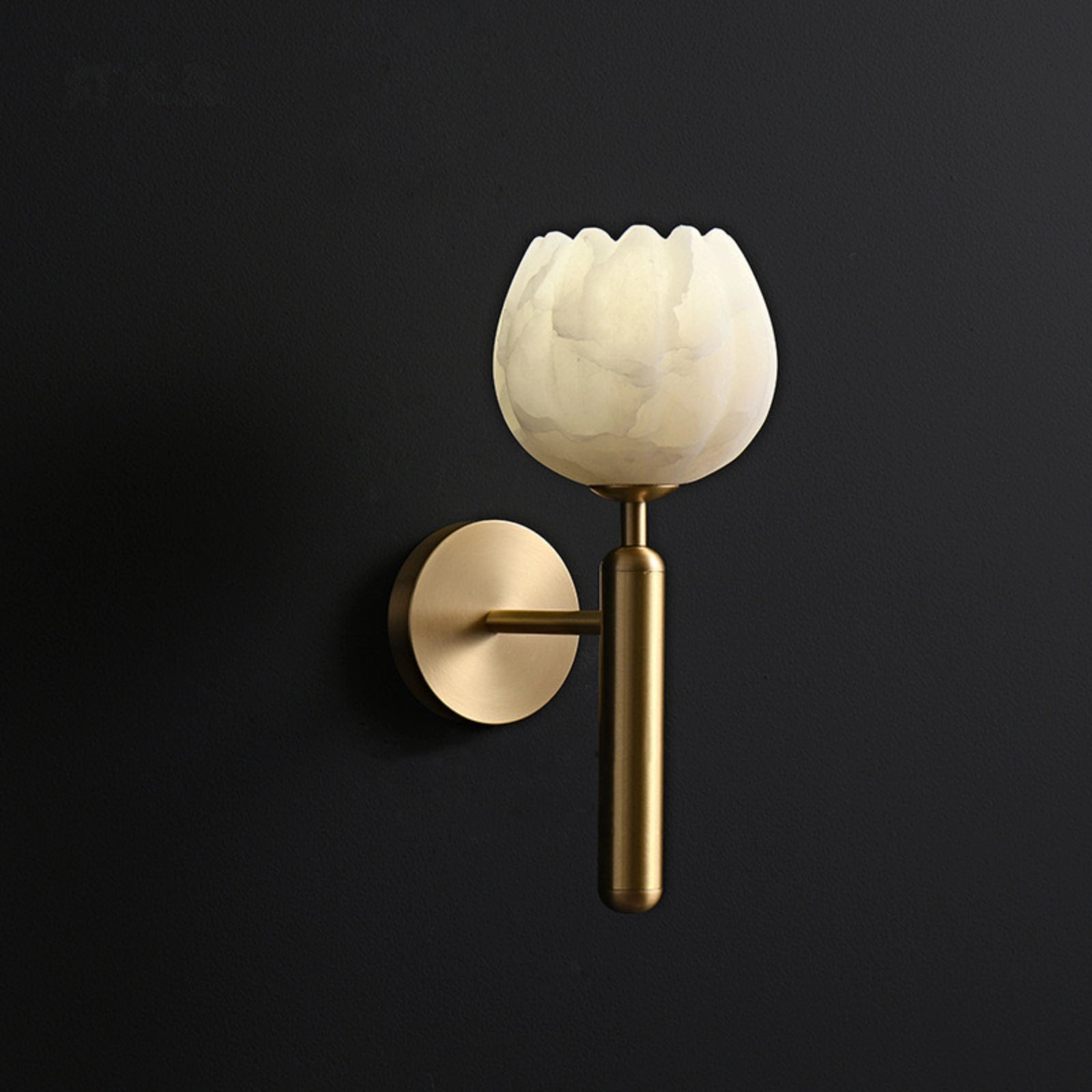 Bud Shape Marble and Brass Wall Sconce