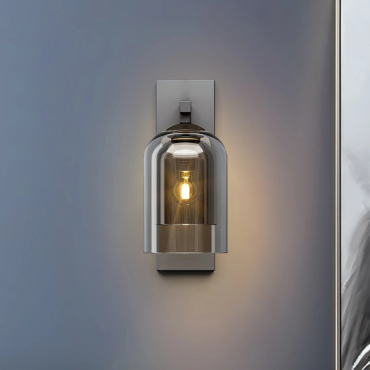 Modern 2-Layer Glass LED Wall Sconce for Bedroom