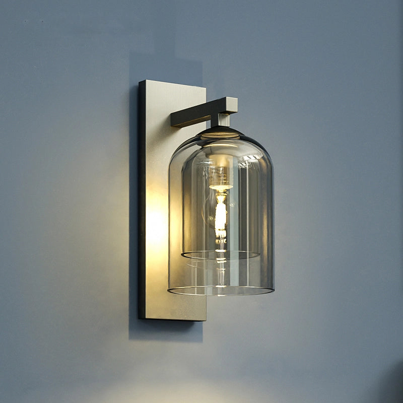 Modern 2-Layer Glass LED Wall Sconce for Bedroom