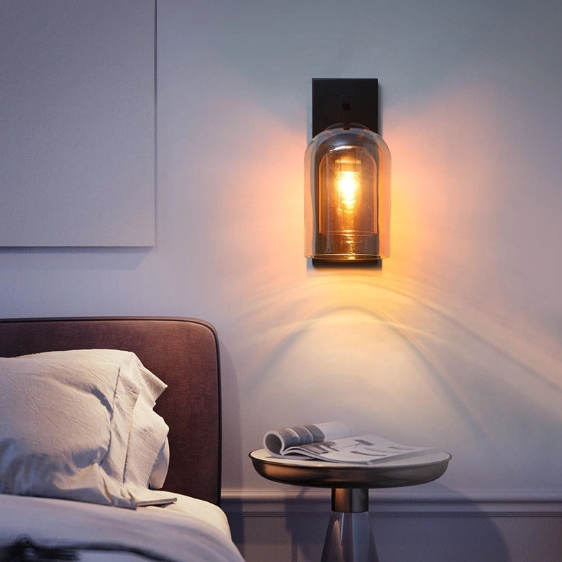 Modern 2-Layer Glass LED Wall Sconce for Bedroom