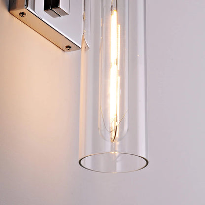 Modern Clear Glass Cylindrical Wall Sconce with 2 Lights