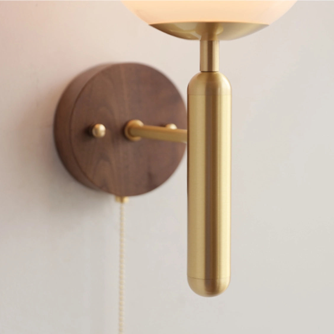 Modern Spherical Gold Wall Sconce with Pull Switch