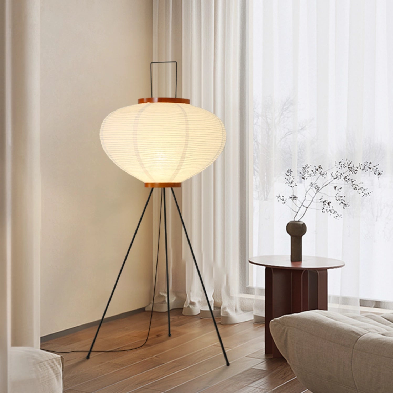 Unique Paper Floor Lamp White Classic Standing Lantern