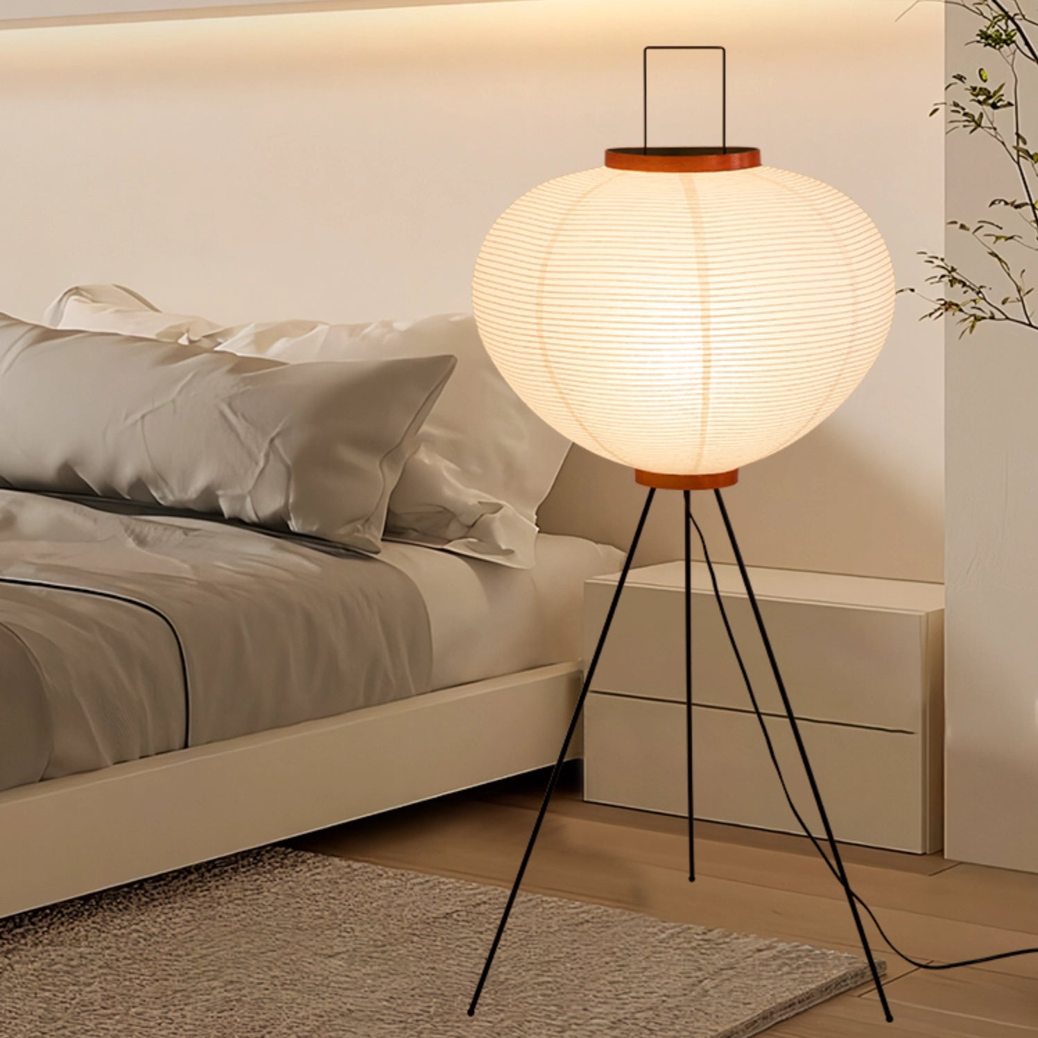 Unique Paper Floor Lamp White Classic Standing Lantern