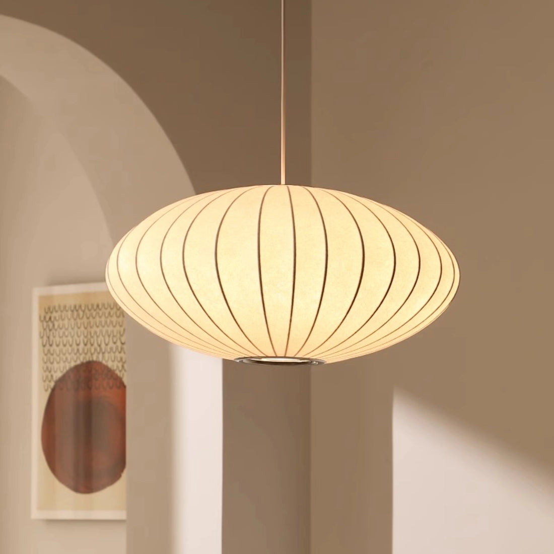 Simple Disc-Shaped Pendant Lamp Classic White Light